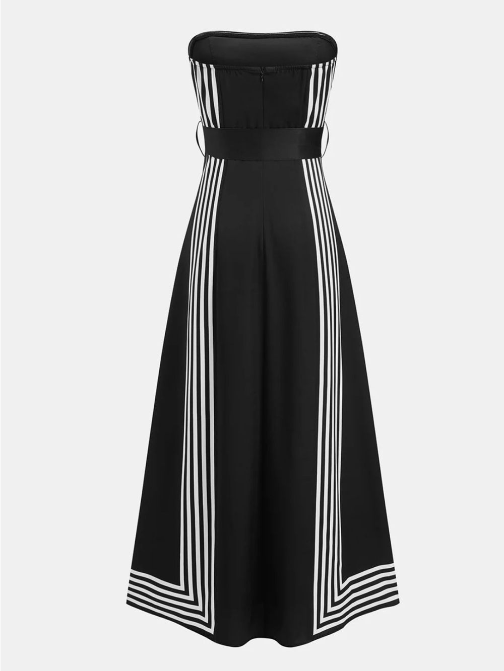 Commense Strapless Striped Belted Midi Dress Size Small NWT - Picture 3 of 6